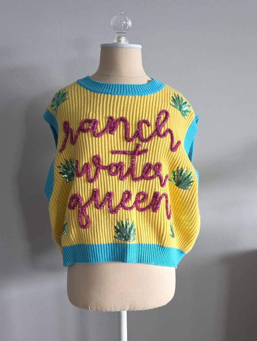 Queen Of Sparkles Ranch Water Queen Knit Sleeveless Sweater Vest